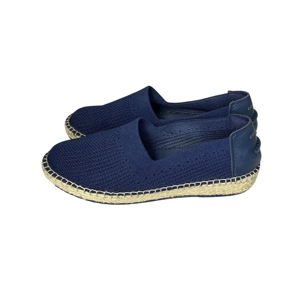 Cole Haan Cloudfeel Navy Blue Knit Espadrille Grand.OS Flats Slip On Shoe 9
